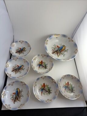 Germany Bavaria Schumann Bowl Parrots Set of 7